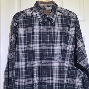 NEW! St. John's Bay Black/Gray Plaid Button-down Shirt Men's Size Medium